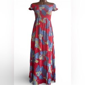 Lulu's Red Floral Maxi Dress